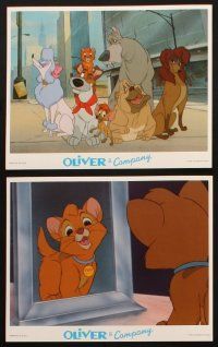 2r042 OLIVER & COMPANY 8 8x10 mini LCs '88 great art of Walt Disney cats & dogs in New York City!