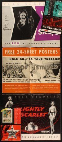 2s088 LOT OF 7 CUT PRESSBOOKS FROM RKO MOVIES '50s While the City Sleeps, The Conqueror & more!