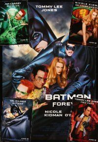 2s267 LOT OF 5 UNFOLDED DOUBLE-SIDED ONE-SHEETS FROM BATMAN FOREVER '95 cool cast portraits!