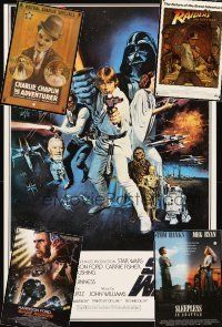 2s309 LOT OF 5 UNFOLDED REPRO POSTERS '90s Star Wars, Raiders of the Lost Ark Blade Runner +more!