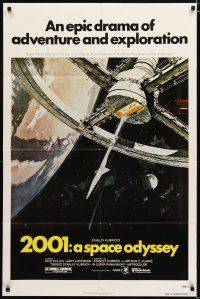 2t003 2001: A SPACE ODYSSEY 1sh R80 Stanley Kubrick, art of space wheel by Bob McCall!