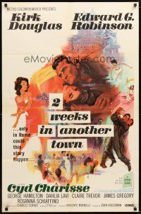 2t002 2 WEEKS IN ANOTHER TOWN 1sh '62 cool art of Kirk Douglas & sexy Cyd Charisse by Bart Doe!