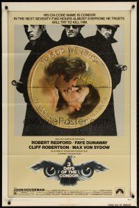2t004 3 DAYS OF THE CONDOR 1sh '75 CIA analyst Robert Redford & Faye Dunaway!