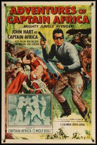 2t015 ADVENTURES OF CAPTAIN AFRICA chapter 14 1sh '55 serial, John Hart as mighty jungle avenger!
