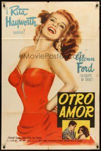 2t019 AFFAIR IN TRINIDAD Spanish/U.S. 1sh '52 best art of sexiest Rita Hayworth in low-cut dress!