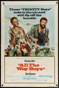 2t031 ALL THE WAY BOYS 1sh '73 cool artwork of Terence Hill & Bud Spencer, the Trinity boys!