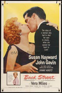 2t059 BACK STREET 1sh '61 Susan Hayward & John Gavin romantic close up, Vera Miles!