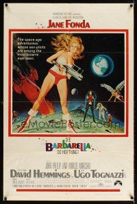 2t063 BARBARELLA 1sh '68 sexiest sci-fi art of Jane Fonda by Robert McGinnis, Roger Vadim