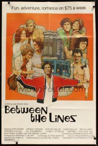 2t080 BETWEEN THE LINES 1sh '77 Richard Amsel artwork, John Heard, fun, adventure & romance!