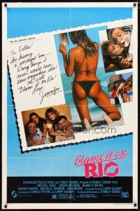 2t099 BLAME IT ON RIO 1sh '84 Demi Moore, Michael Caine, super sexy postcard image!