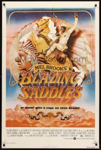 2t101 BLAZING SADDLES 1sh '74 classic Mel Brooks western, art of Cleavon Little by John Alvin!