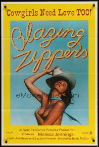 2t103 BLAZING ZIPPERS 1sh '74 Boots McCoy directed, Melissa Jennings as sexy cowgirl!