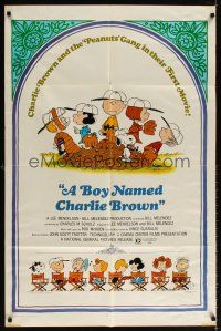 2t124 BOY NAMED CHARLIE BROWN 1sh '70 baseball art of Snoopy & the Peanuts by Charles M. Schulz!