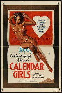 2t147 CALENDAR GIRLS 1sh '70s Shelly Connors & Beth Robertson on an all-night date!