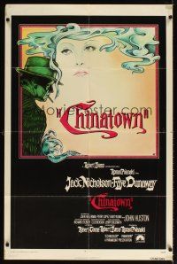2t183 CHINATOWN int'l 1sh '74 art of Jack Nicholson & Faye Dunaway by Jim Pearsall, Roman Polanski