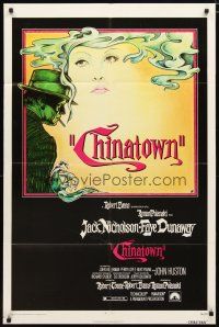 2t182 CHINATOWN 1sh '74 art of Jack Nicholson & Faye Dunaway by Jim Pearsall, Roman Polanski