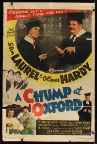 2t187 CHUMP AT OXFORD 1sh R46 great images of Laurel & Hardy in dunce caps & caps and gown!