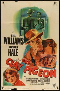 2t196 CLAY PIGEON style A 1sh '49 Barbara Hale & Bill Williams, Widhoff film noir art!
