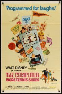 2t204 COMPUTER WORE TENNIS SHOES revised 1sh '69 Disney, art of young Kurt Russell & wacky machine!