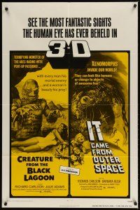 2t213 CREATURE FROM THE BLACK LAGOON/IT CAME FROM OUTER SPACE 1sh '72 horror sci-fi double-bill!