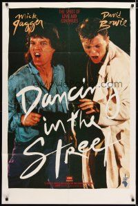2t231 DANCING IN THE STREET 1sh '85 great huge image of Mick Jagger & David Bowie singing!