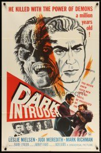 2t234 DARK INTRUDER 1sh '65 he kills with the power of demons a million years old, horror art!