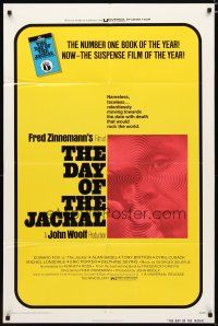 2t237 DAY OF THE JACKAL 1sh '73 Fred Zinnemann assassination classic, master killer Edward Fox!