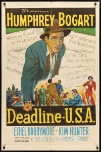 2t242 DEADLINE-U.S.A. 1sh '52 newspaper editor Humphrey Bogart, best journalism movie ever!
