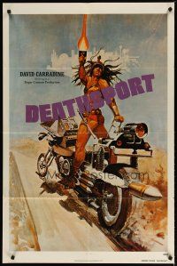 2t246 DEATHSPORT teaser 1sh '78 David Carradine, cool art of futuristic battle motorcycle!