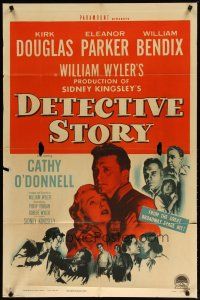 2t255 DETECTIVE STORY 1sh '51 William Wyler, Kirk Douglas can't forgive Eleanor Parker!