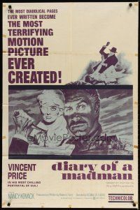 2t262 DIARY OF A MADMAN 1sh '63 Vincent Price in his most chilling portrayal of evil!