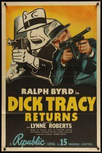 2t263 DICK TRACY RETURNS 1sh R48 Ralph Byrd as famous detective, serial, art by Chester Gould!