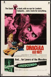 2t283 DRACULA A.D. 1972/CRESCENDO 1sh '72 Hammer horror double-bill, vampires & gore!