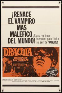 2t284 DRACULA PRINCE OF DARKNESS Spanish/U.S. 1sh '66 great image of vampire Christopher Lee!
