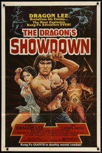 2t287 DRAGON'S SHOWDOWN 1sh '86 Godfrey Ho's Long quan she shou, cool martial arts kung fu art!