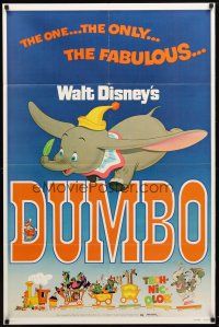 2t294 DUMBO 1sh R76 colorful art from Walt Disney circus elephant classic!