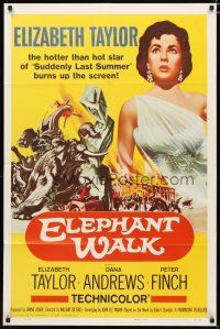 2t303 ELEPHANT WALK 1sh R60 sexy Elizabeth Taylor, Dana Andrews & Peter Finch in India!