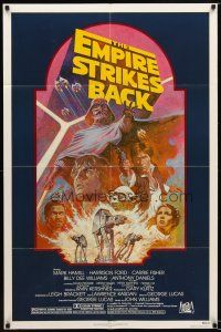 2t306 EMPIRE STRIKES BACK 1sh R82 George Lucas sci-fi classic, cool artwork by Tom Jung!