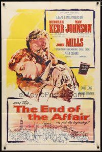 2t308 END OF THE AFFAIR 1sh '55 romantic artwork of Deborah Kerr & Van Johnson!