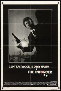 2t309 ENFORCER 1sh '76 cool different photo of Clint Eastwood as Dirty Harry by Bill Gold!