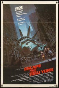 2t311 ESCAPE FROM NEW YORK NSS 1sh '81 John Carpenter, art of decapitated Lady Liberty by Barry E. Jackson!