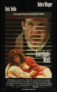 2t313 EVERYBODY WINS video 1sh '90 Debra Winger & Nick Nolte, everyone's guilty & no one pays!