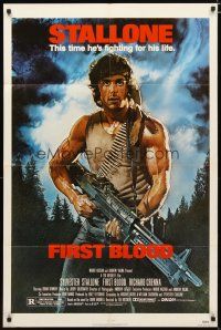 2t336 FIRST BLOOD 1sh '82 artwork of Sylvester Stallone as John Rambo by Drew Struzan!