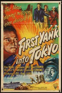 2t337 FIRST YANK INTO TOKYO style A 1sh '45 Tom Neal & Barbara Hale in most daring mission ever!
