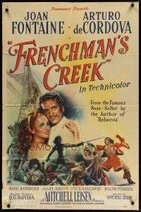 2t355 FRENCHMAN'S CREEK 1sh '44 c/u of pretty Joan Fontaine, swashbuckler Arturo de Cordova!