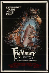 2t357 FRIGHTMARE 1sh '83 terror as cold as the grave, wild horror art of dismembered hands!