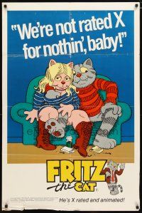2t358 FRITZ THE CAT 1sh '72 Ralph Bakshi sex cartoon, he's x-rated and animated!