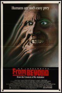 2t359 FROM BEYOND 1sh '86 H.P. Lovecraft, wild sci-fi horror image, humans are such easy prey!