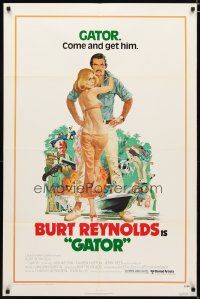 2t377 GATOR 1sh '76 art of Burt Reynolds & Lauren Hutton by McGinnis, White Lightning sequel!