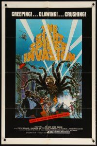 2t384 GIANT SPIDER INVASION style B 1sh '75 art of really big bug terrorizing city by Brunner!